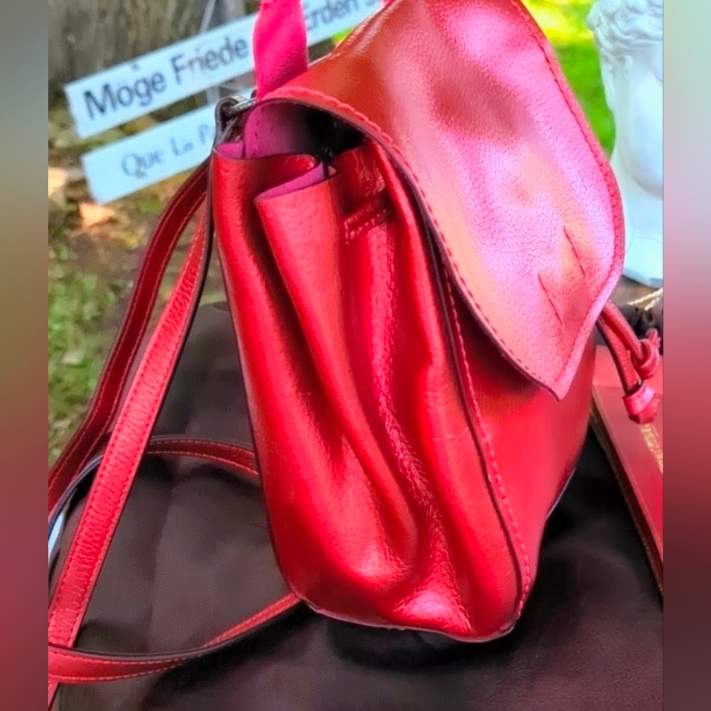 NWoT 🍒COACH🍒 HTF CHERRY RED METALLIC DERBY BACK PACK 🌸 UNLINED LEATHER 🌸 - Picture 9 of 9